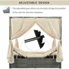 Outdoor Patio Wicker Sunbed Daybed with Canopy, Overhead Curtains, Cushions, Lounge Chairs with Adjustable Seats for Backyard 4