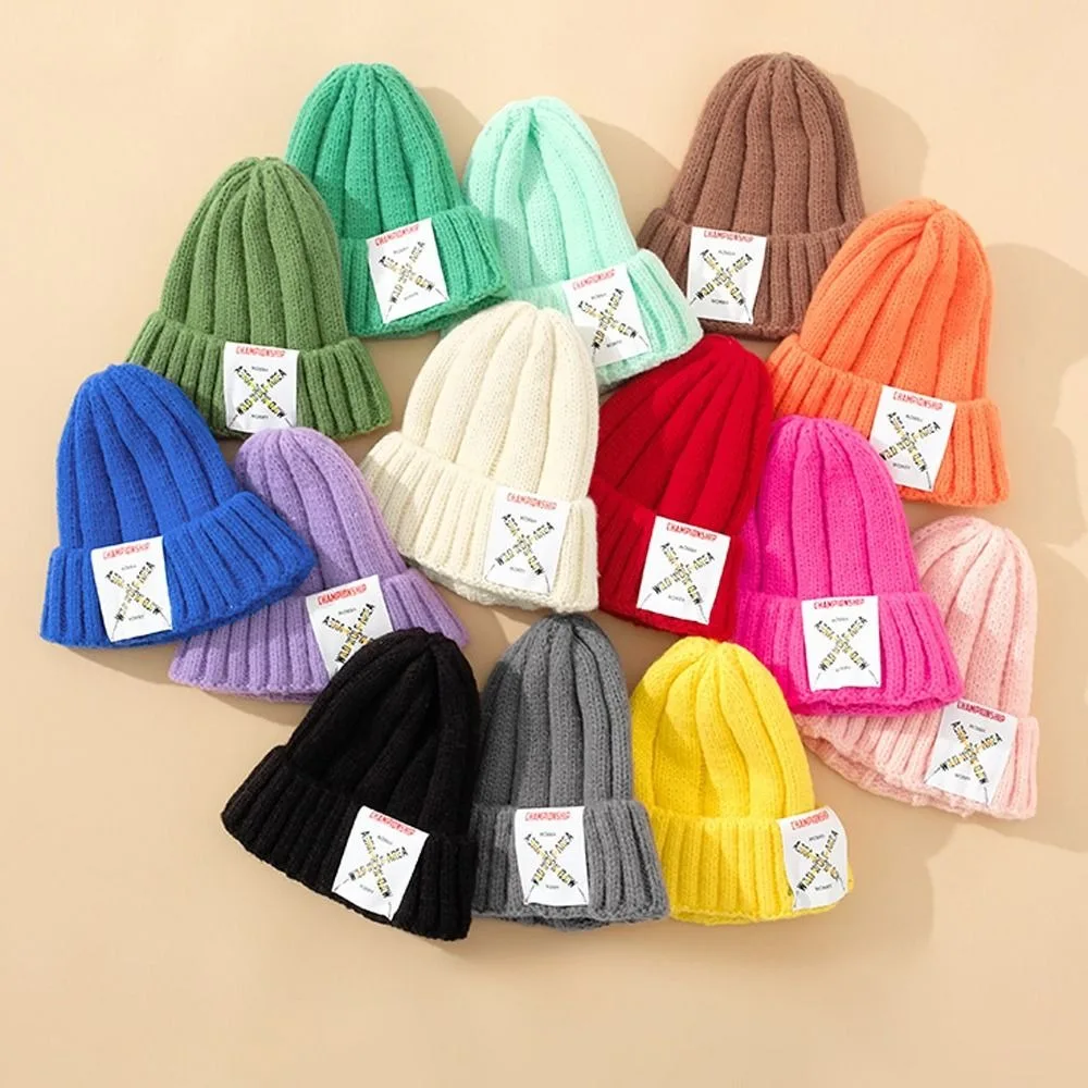 

Casual For Girl Fashion Solid Color Handsome Elastic Korean Style Beanies Man Hat Letter Women Knitted Hat