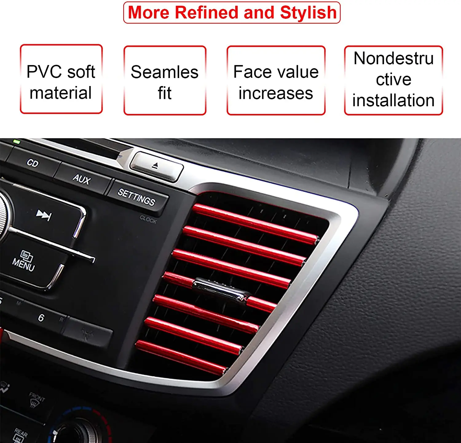 10 Pcs 20cm Car Air Conditioner Vent Outlet Trim Strip U Shape Chrome PVC Colorful Shiny Car Trim Strip for Decoration car air conditioner trim air conditioner trim car moulding decoration interior moulding trim strip
