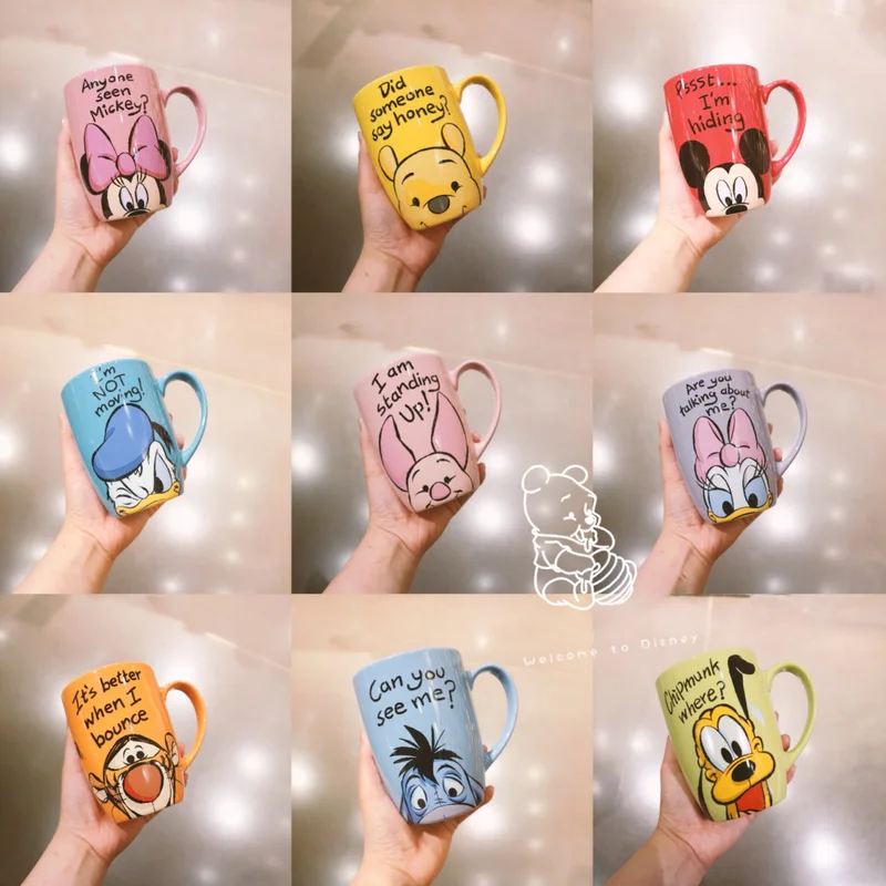 

Disney Original Mug Mickey Mouse Minnie Cartoon Ceramic Cup Office Coffee Milk Cups with Spoon Mugs 500ML Kids Gift