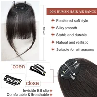 Frange à Air Invisible 100% cheveux humains, Extension de cheveux à clipser, franges avant, pièces de cheveux, accessoire de coiffure pour femmes 2