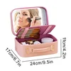 Needle sewing Diamond Pattern Lighted Cosmetic Case With Mirror LED Cosmetic Bag Large-capacity Waterproof Makeup Storage Box 3