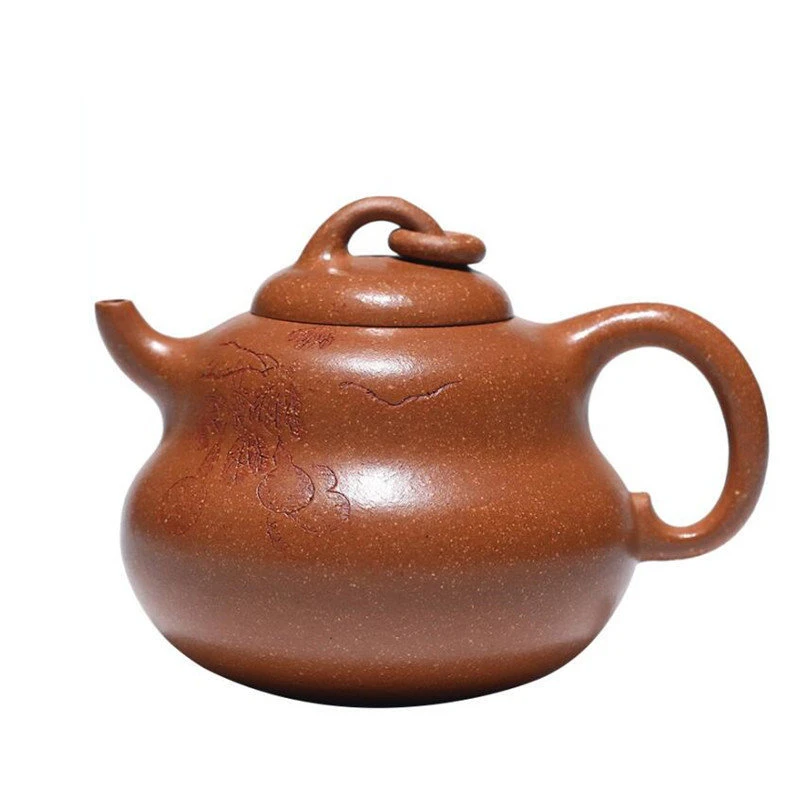 

180ml Chinese Yixing Raw Ore Purple Clay Teapots Handmade Gourd Shape Tea Pot Beauty Kettle High-end Zisha Tea Set Collection