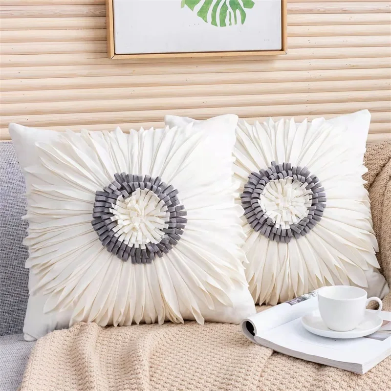 Nordic Light Luxury Ins Wind Flower Pillow Cover Sun Flower Sunflower Chrysanthemum Bed hHead Pillow Cover Sofa Cushion Cover