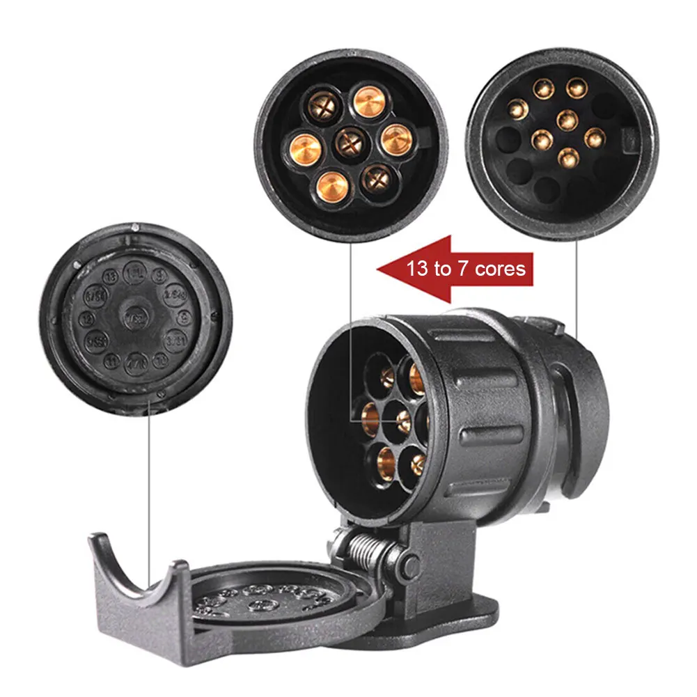 13 To 7 Pin Trailer Plug Adapter  Mini Caravan Converter 12V Towing Plugs Socket for Towing Truck for Touring Car Trailer