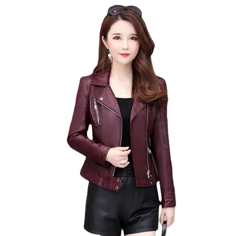 

Faux Soft purple Leather Jackets HOT New Fashion Autumn Winter Women Pu Black Blazer Zippers Coat Motorcycle Outerwear pimkie