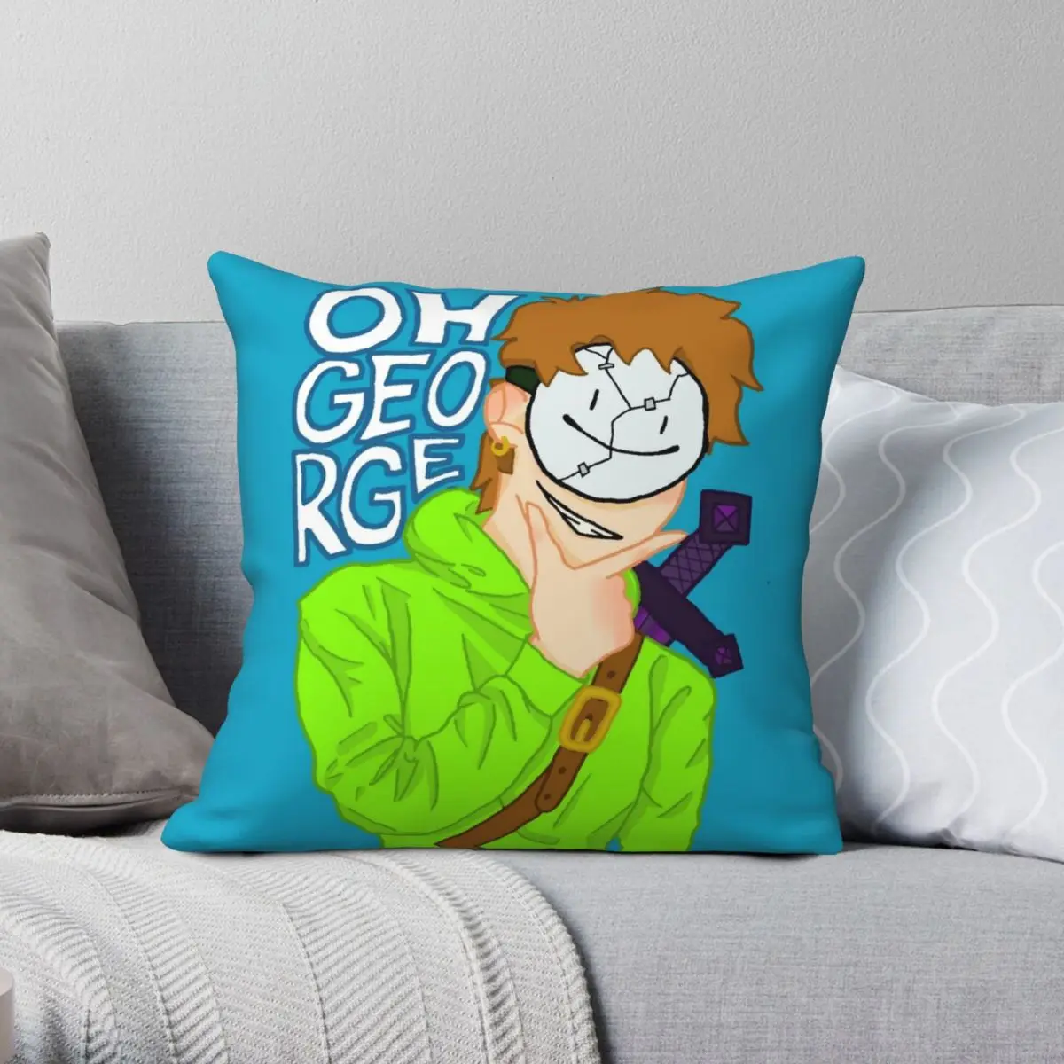 

Oh George Square Pillowcase Polyester Linen Velvet Printed Zip Decor Pillow Case Sofa Cushion Cover 45x45