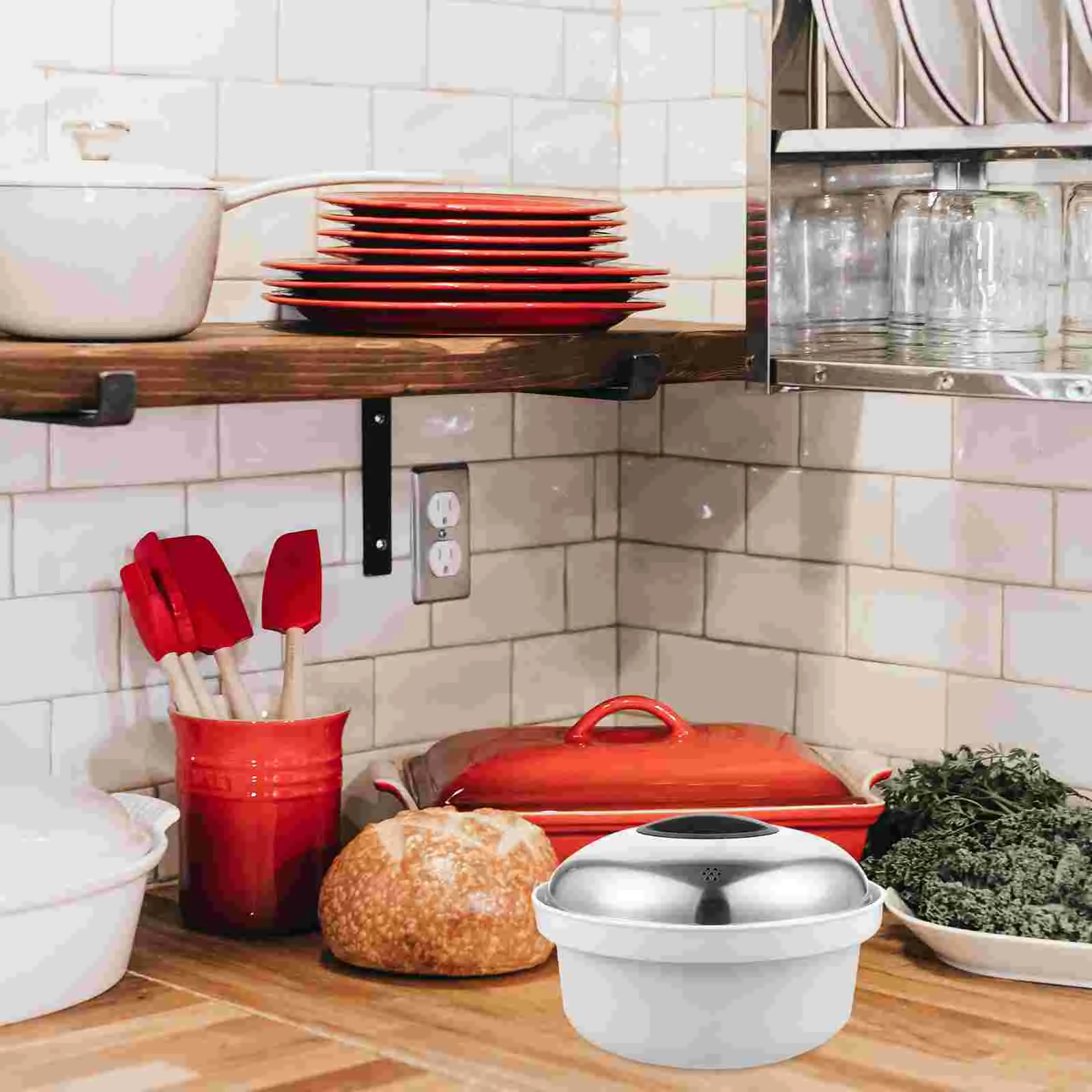 Microwave Steamer Set Stainless Steel Plastic Handle Steaming Buns Dumplings Rice Versatile Kitchen Tool