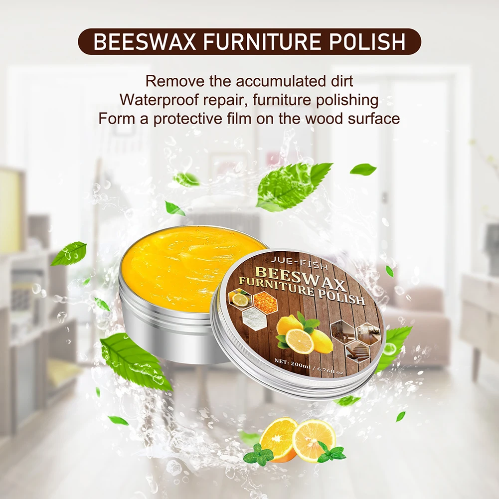 Beeswax Furniture Polishing Oil Waterproof Wood Door Maintenance Wax with Sponge Wood Seasoning Beewax for Cabinets Stairs 100g
