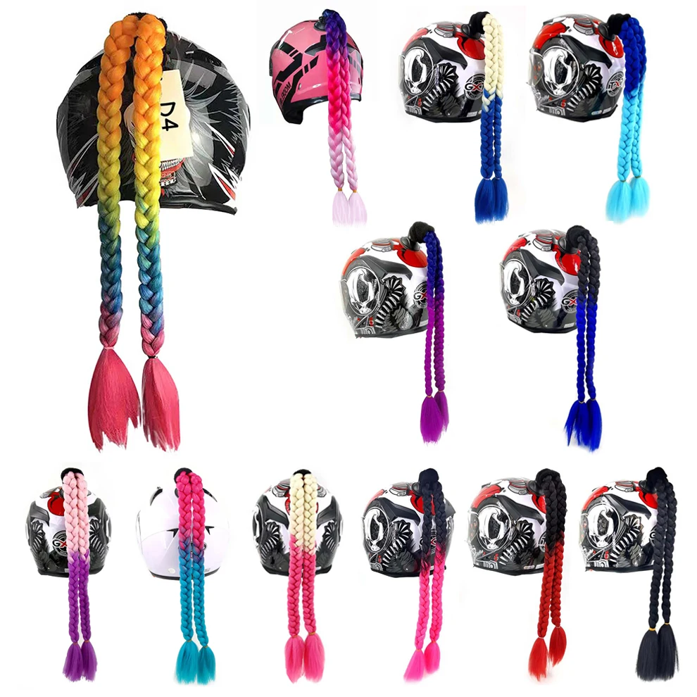 Tresses Queue Cheval Amovible Ventouse Décorations Tresses Casque Moto ISpchen - Queue De Cheval Amovible - Ventouse - Rose Décoration Casque Rose