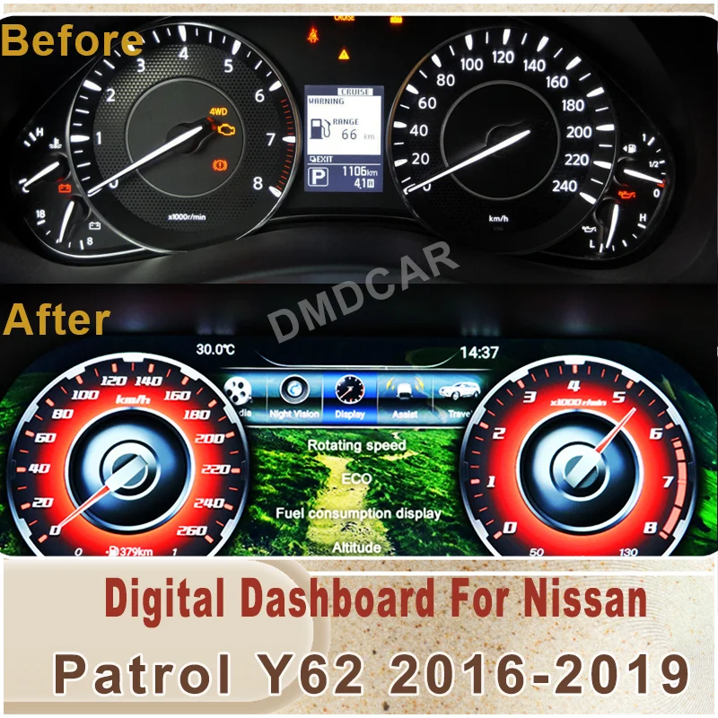 Car Dashboard Instrument Display Screen For Toyota Nissan Patrol Y62