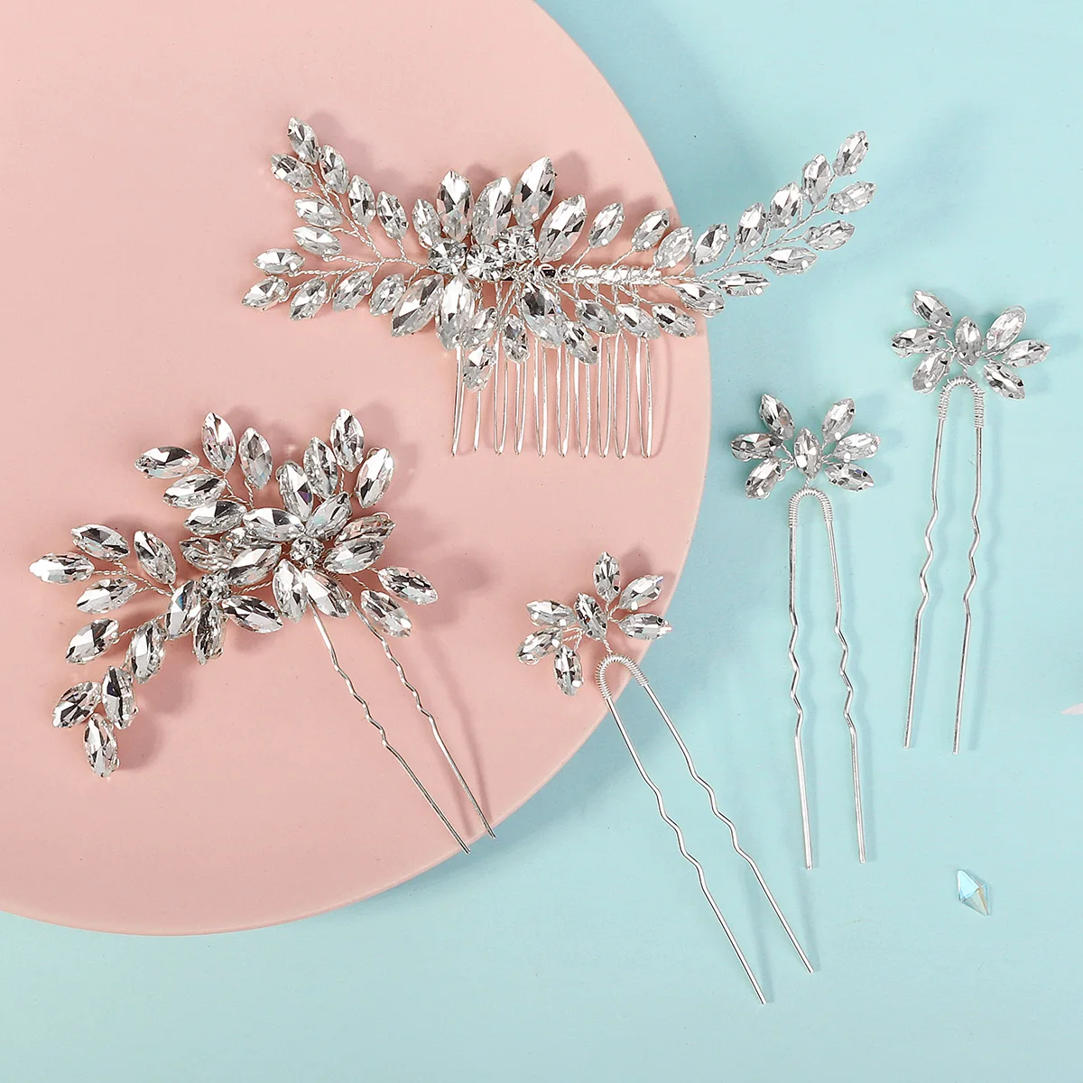 Hair Accessories Bridal Hair Accessories Crystal Hair Bridal Hairpins Accessories U-shaped Rhinestone Hair Jewelry Popular Handmade Wedding Cilp And Comb