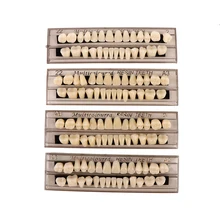 

28 Teeth/set Cold Light Teeth Resin Denture Teeth 3d Shade Guide Color Comparator Mirror Dentistry White Bleaching Dental Plate