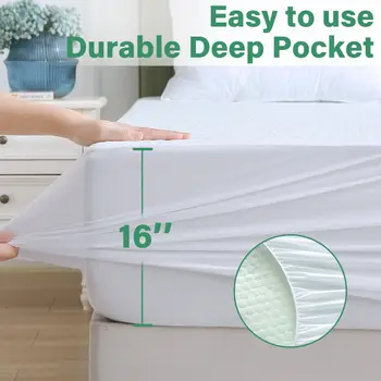 Waterproof Mattress Protector Bamboo Cotton Mattress Cover Fitted Cover T/F/Q/K 6