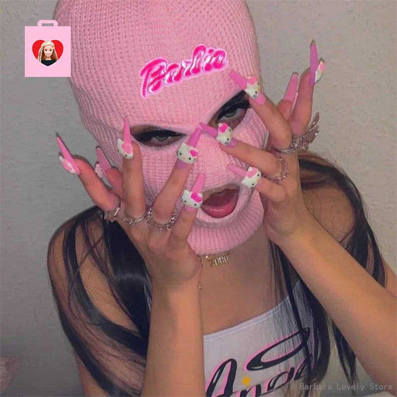 

Barbie Knitted Hat Wig Hello Kitty Y2K Sexy Hot Girls Cute Woolen Hat Female Ski Cap Soft Warm Elastic Match Leisure Hats Gifts
