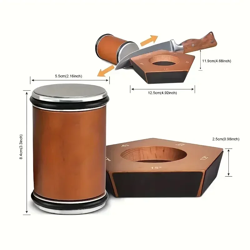 Multi-Angle Wooden Magnetic Knife Sharpener 12&deg;/15&deg;/17&deg;/19&deg;/22&deg; Non-Slip Roller Design For Kitchen Knives Universal & Durable