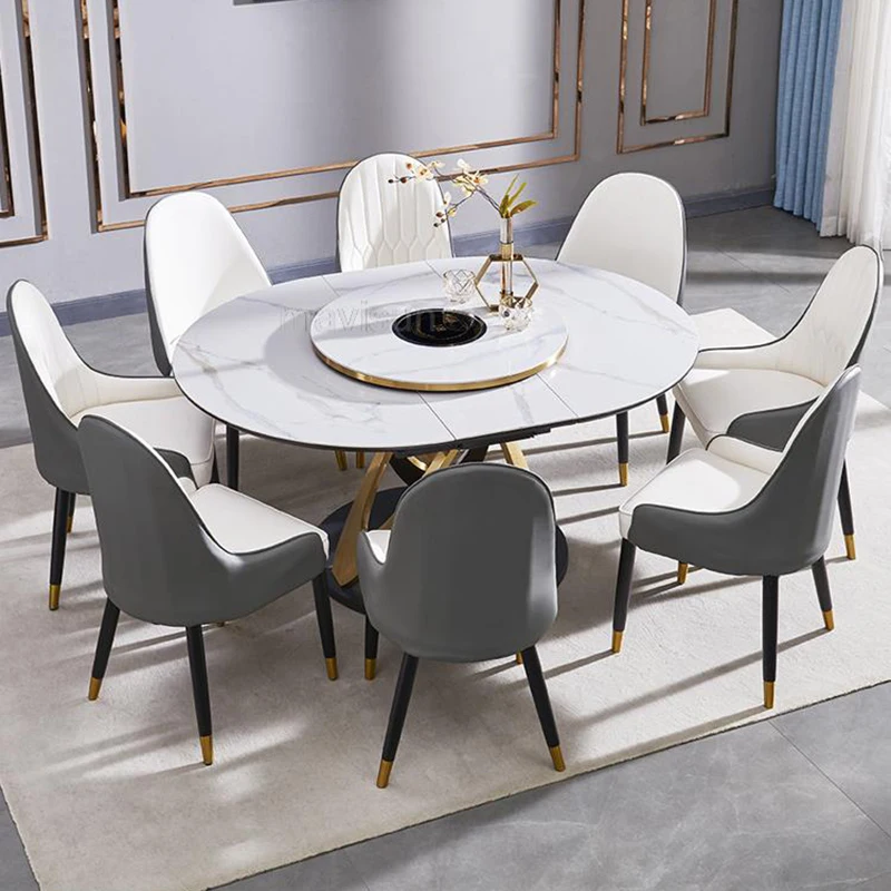 

New Light Luxury Multifunctional Dining Table Retractable Kitchen Table Turntable Dinner Dressing Furniture Custom Color