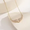 Collier pendentif ailes d'ange en or brillant, luxueux et exquis, entièrement serti de zircon, pour femmes, accessoires de bijoux de créateur de mode