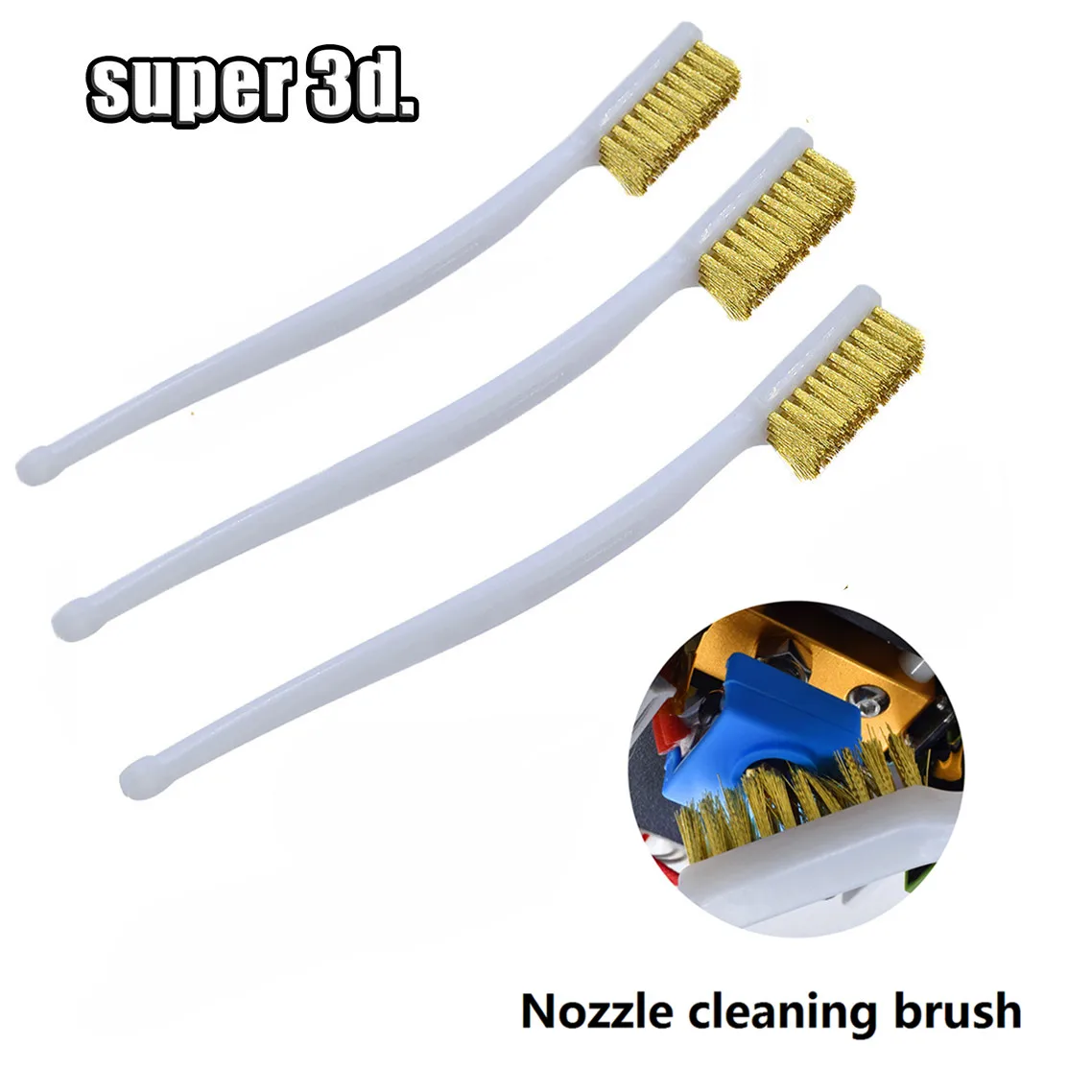 3D Printer Cleaner Tool Copper Wire Toothbrush Copper Brush Handle For Ender 3 Nozzle Heater Block Hotend Cleaning Hot Bed Parts