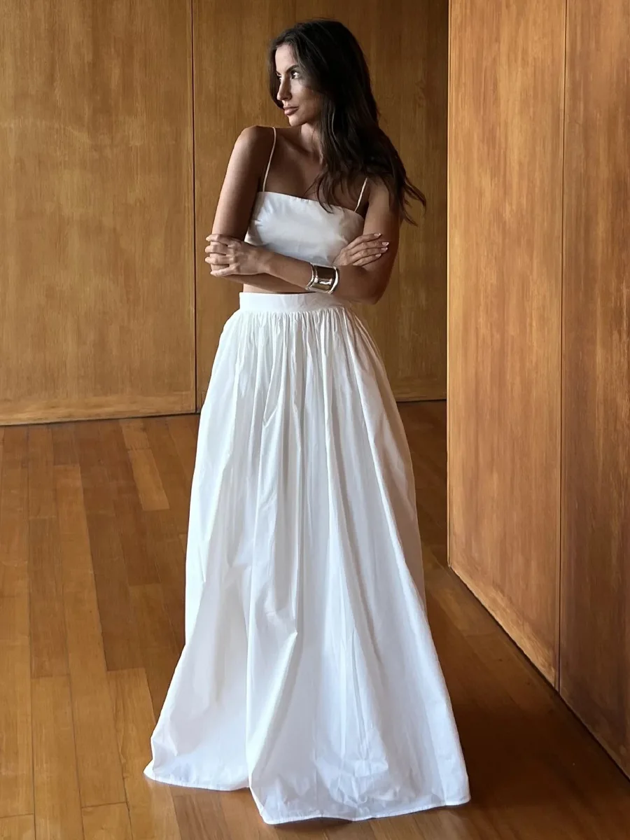 Bornladies 100% Cotton Suspender Underwear Half Long Skirt Set Summer New Beach Style Sexy Stylish Underwear Long Skirt Set