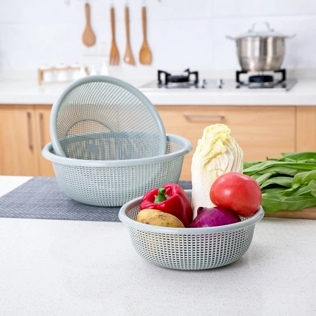 Panier De Vidange Multifonctionnel, Panier De Lavage De Légumes À Double  Couche Pour La Cuisine, Bassin De Fruits Créatif De Six Pièces - AliExpress