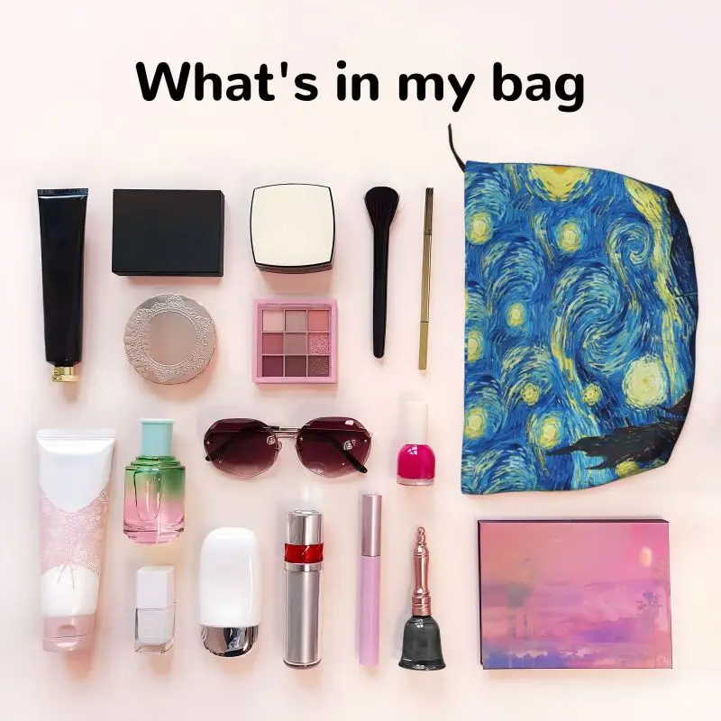 Van Gogh The Starry Night Art Toiletry Bag Women Reusable Portable Makeup Cosmetic Organizer Ladies Beauty Storage Dopp Kit Case 3