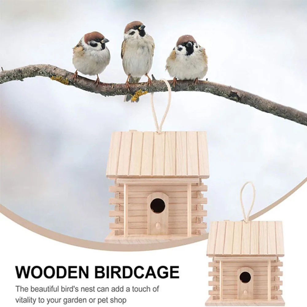 Bird Cage Accessories Birdhouses For Outside Wooden Bird House Nesting Box Hanging Bird Nests Home Garden Decoration
