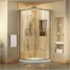 Semi Frameless Clear Glass Sliding Shower Enclosure in Brushed Nickel with White Base Kit Perfect for smaller spaces 1