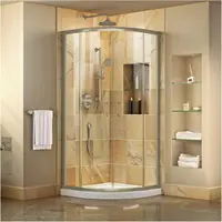 Semi Frameless Clear Glass Sliding Shower Enclosure in Brushed Nickel with White Base Kit Perfect for smaller spaces 1