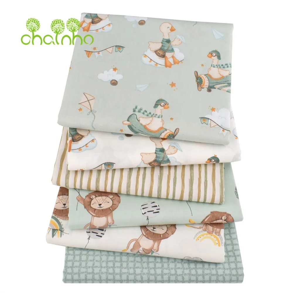 Chainho,Printed Twill Weave Cotton Fabric,DIY Quilting Sewing Material,Handmade Textile,Patchwork Cloth,Cartoon Series,25C16