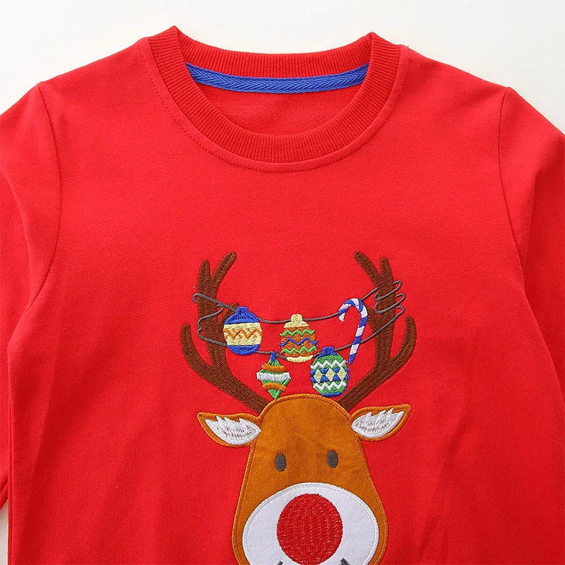 New Autumn Children's Clothing Kids Clothes for Baby Girls Boys Cartoon Christmas Deer Sweatshirts Tops Cotton