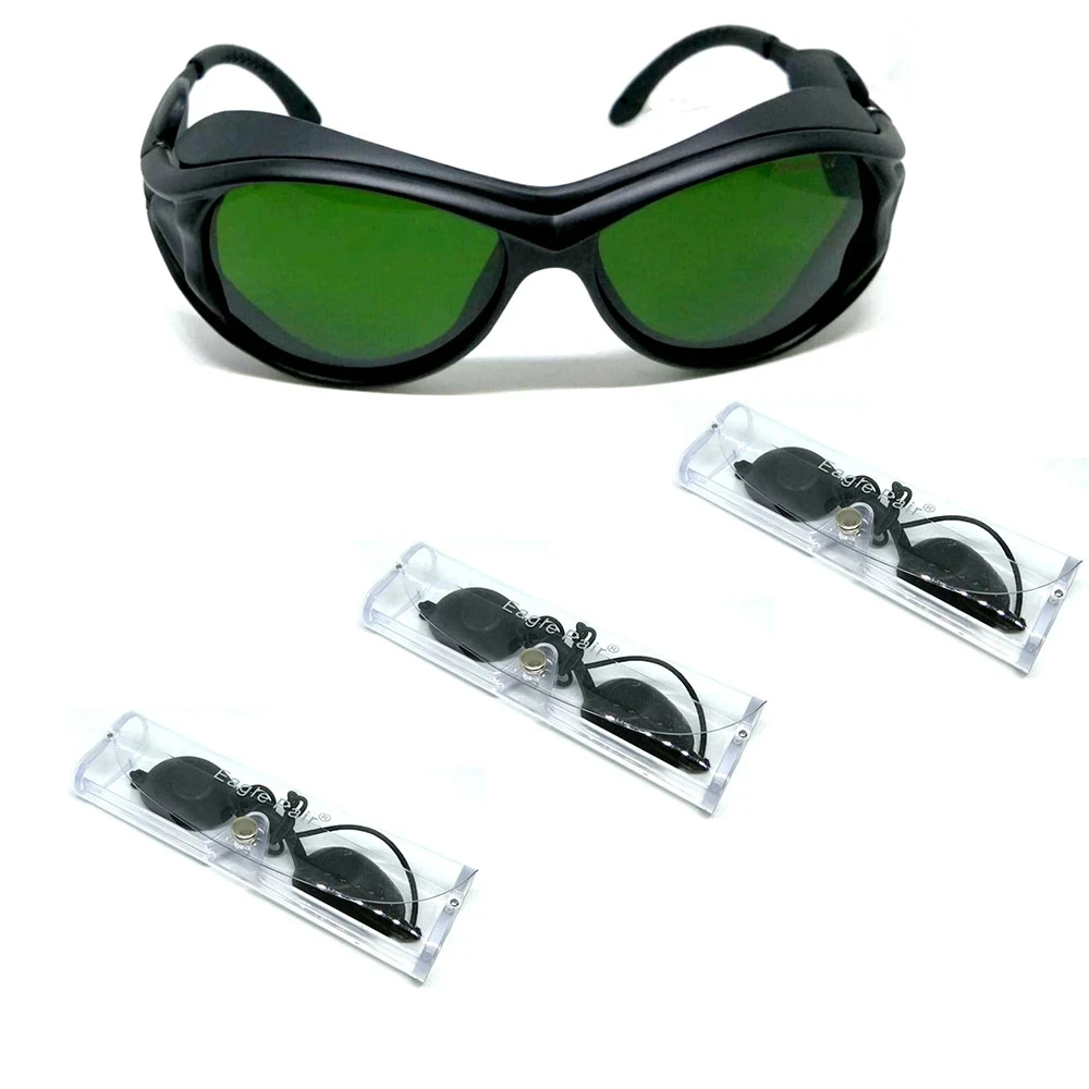 1pc 200nm-2000nm CE IPL Laser Protection Goggles/Glasses For Operator With 3pcs Beauty Clients Eyepatch Eyeshield beauty operator eye protection glasses 200 2000nm ipl laser safety glasses with eyepatch for client use