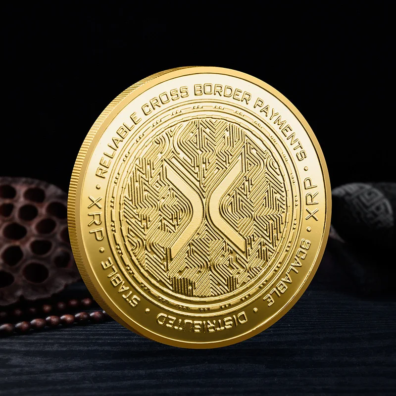 Ripple Coin XRP CRYPTO Commemorative Ripple XRP Collector's Coin New Gold Silver Plated Iron Art Collection