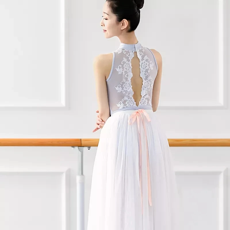 Stand-up Collar Lace Embroidery Back Bodysuit Adult Ballet Leotard for Girls Women Gymnastics ballet leotard dance leotard