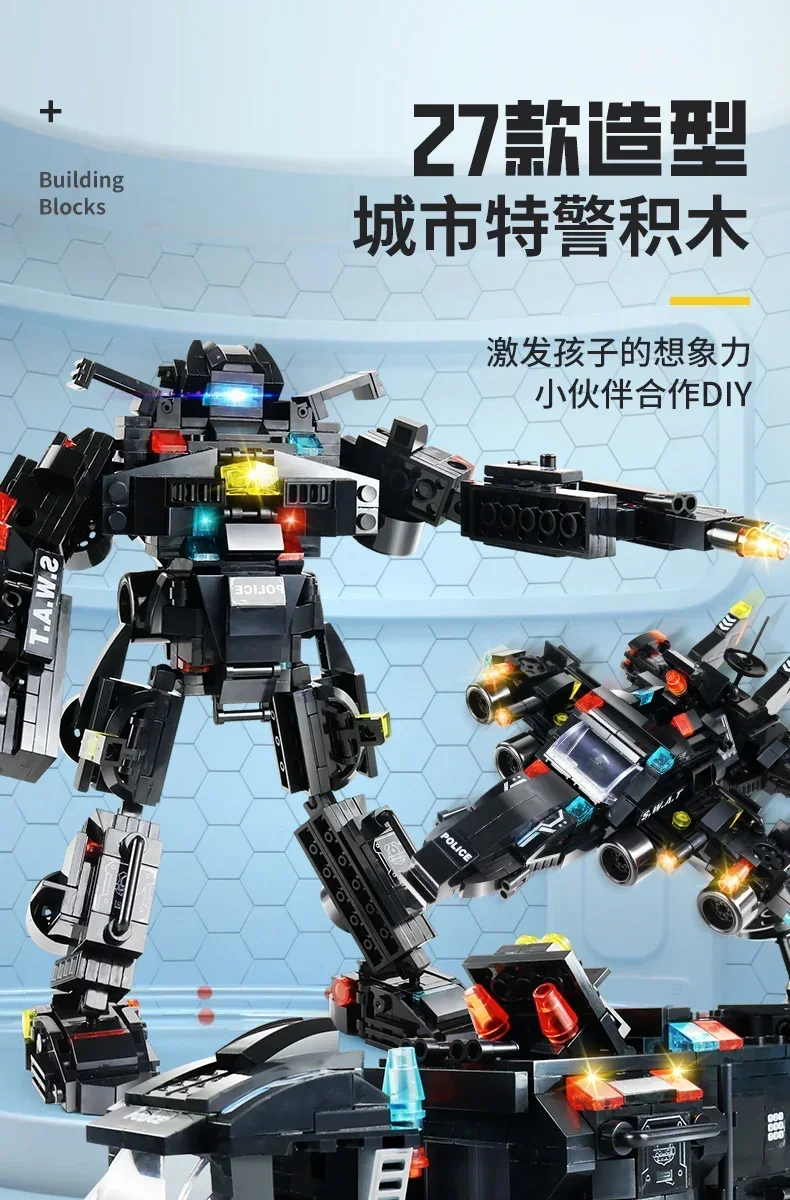 Children's SWAT command truck building block set