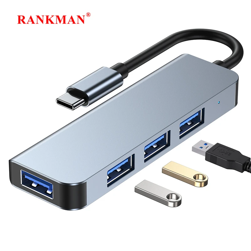 

Rankman USB C Hub USB 3.0 2.0 Type C Splitter Dock for MacBook iPhone 15 iPad Samsung Dex Lenovo Laptop Accessories Mouse SSD