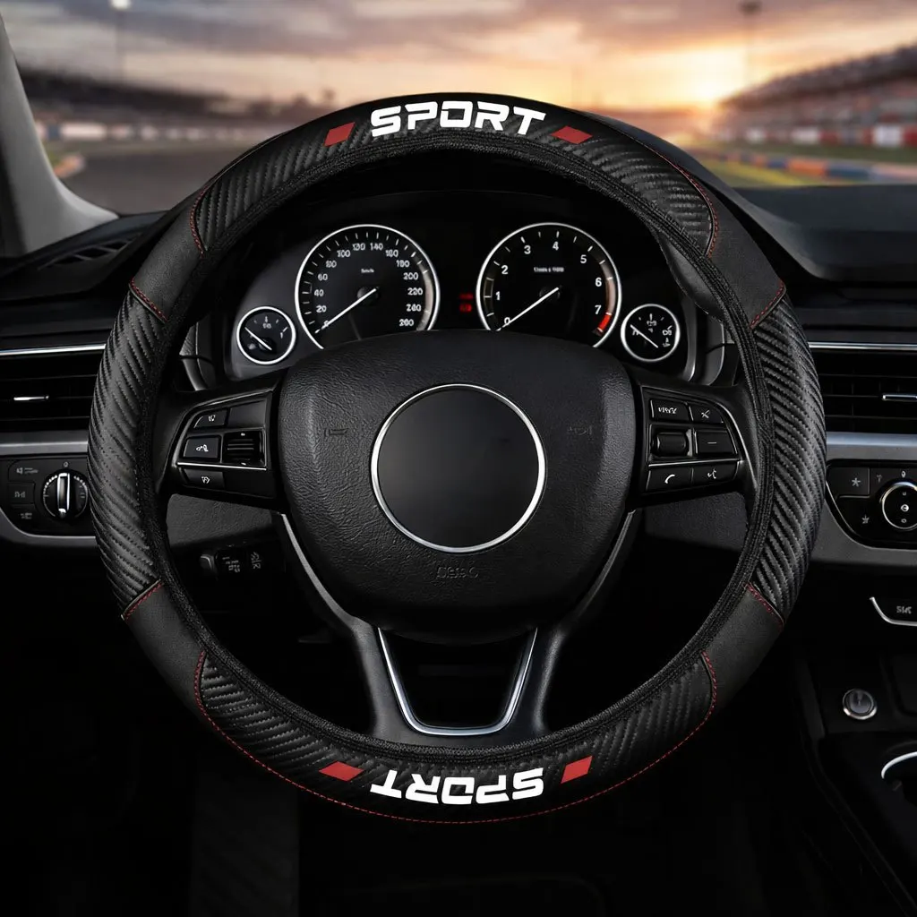 Carbon Sport Breathable Non-Slip Steering Wheel Cover - Soft Grip Protector