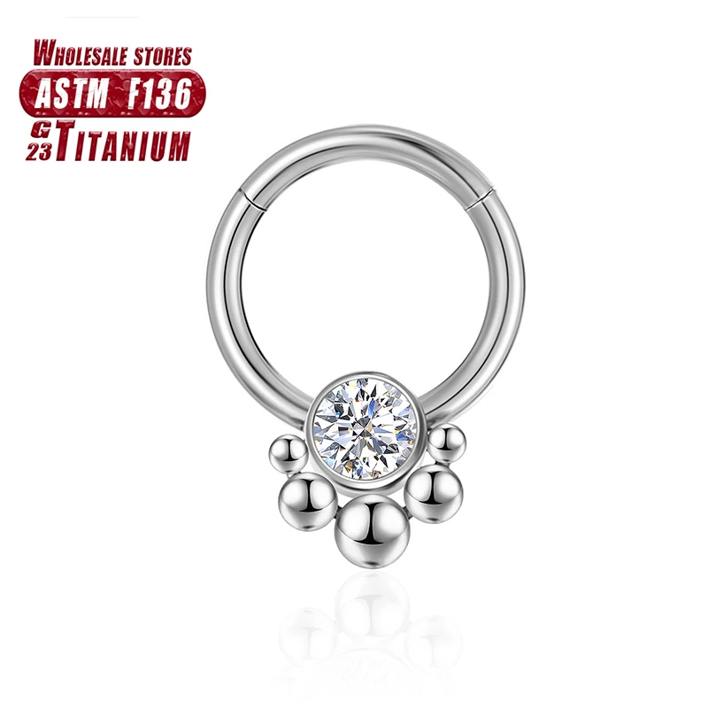 F136 Titan Septum Piercing Nasenringe Zirkon 16G Daith Ohrringe Knorpel Clicker Tragus Frauen und Männer Charmanter Körperschmuck – Detail 6