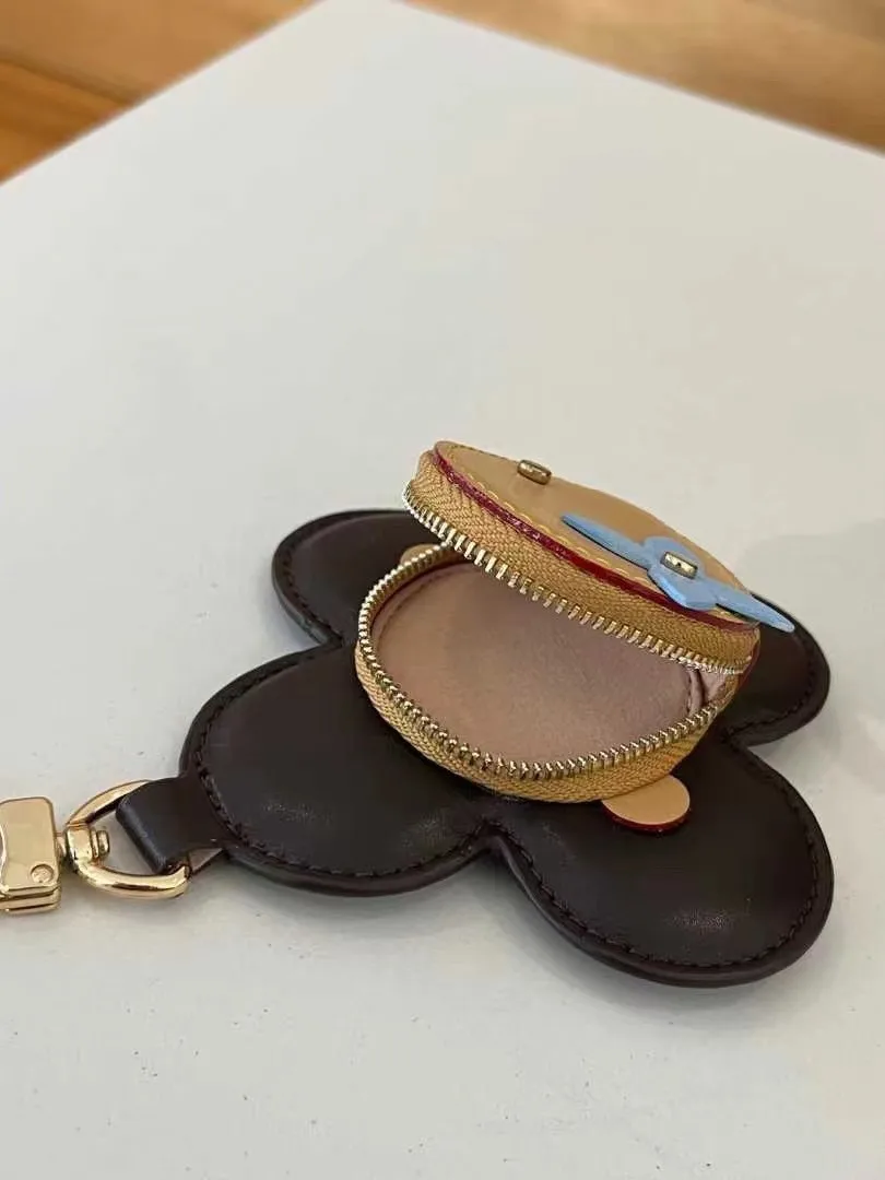 Floral Leather Coin Purse | Handmade Genuine Leather Bag Charm & Keychain | Unique Zippered Pouch with Decorative Grommets