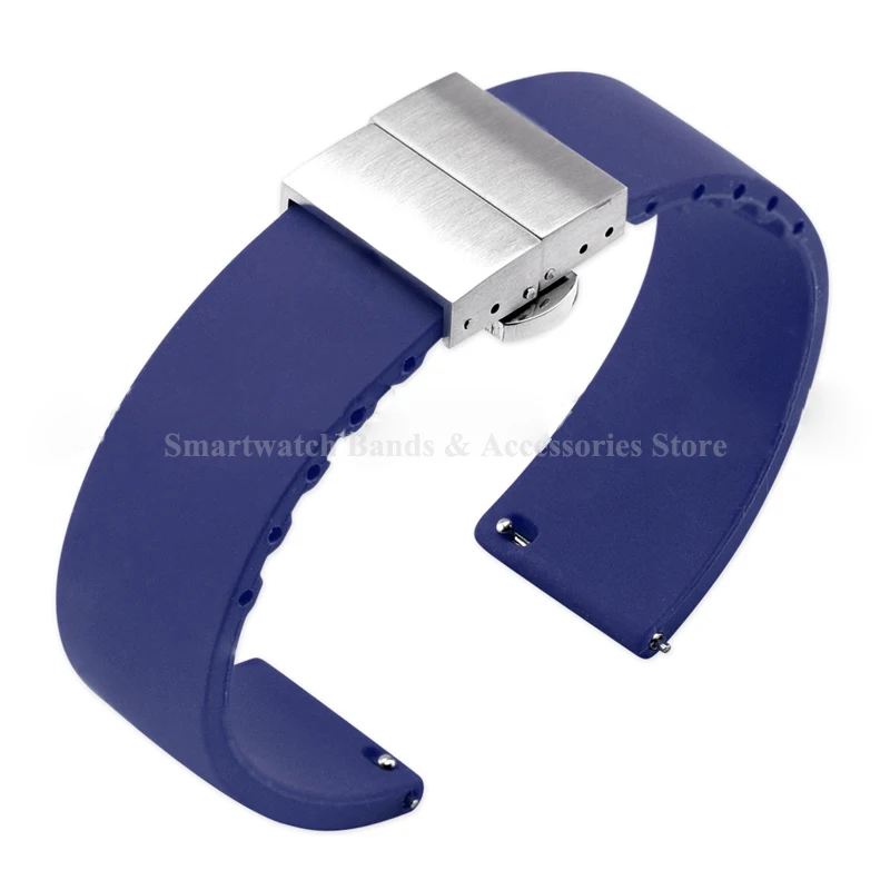 Silicone Quick Release Waterproof Sport Watch Strap with Double Press Butterfly Buckle