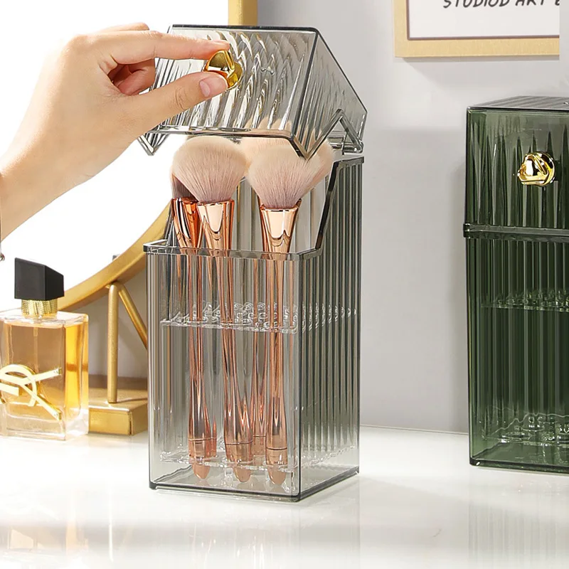 

Fashion Plastic Makeup Brush Holder Organizer Lipstick Eyebrow Pencil Holder Makeup Organizer Desktop Cosmetic Storage Box