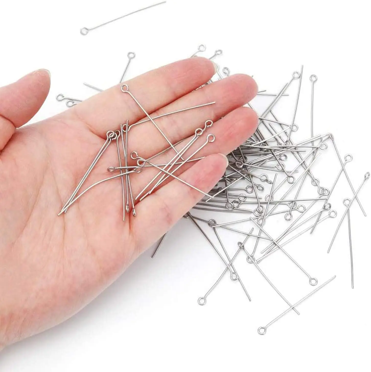 200 teile/paket Edelstahl Neun-pin Nadel 15-50mm Biegsamen Auge Pins Für DIY Armbänder Halsketten Ohrringe schmuck Zubehör – Detail 6