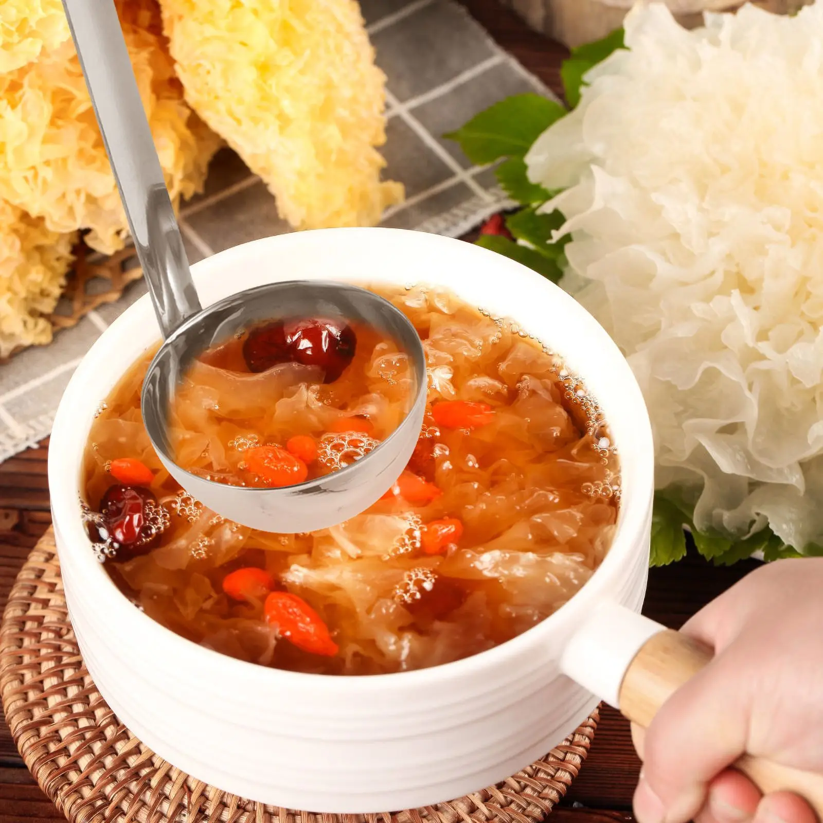 Stainless Steel Measuring Spoon Soup Ladle Set Reusable Ladle Metal Spoon Food Serving Kitchen Tool Water Scoop Sauces Ladles