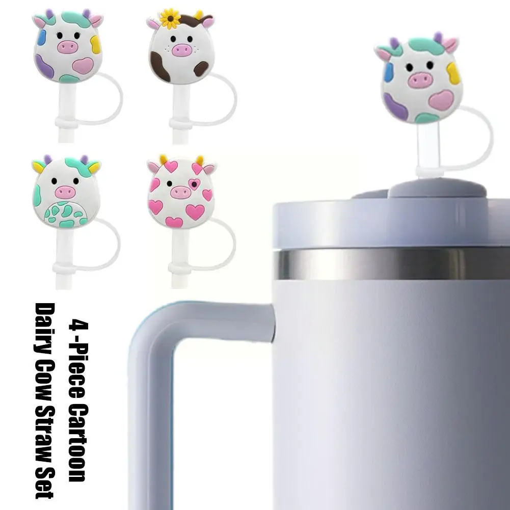  7 PCS Cow Straw Cover Silicone Straw Covers Cap for Tumblers  Reusable Straws Cute Straw Tips Cover : Home & Kitchen