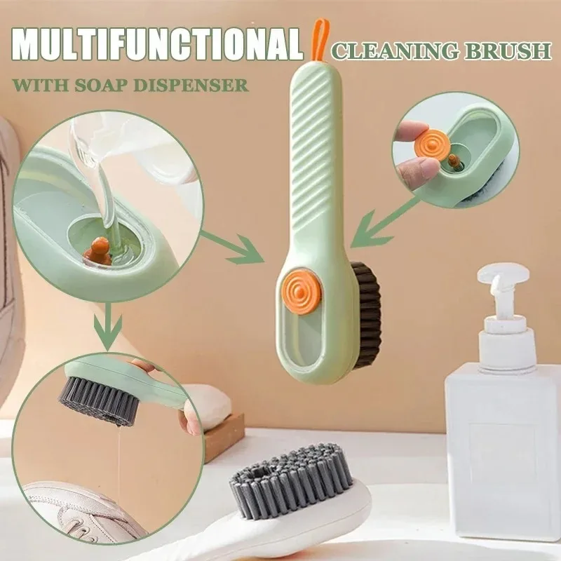 Automatic Liquid Discharge Shoe Brush Laundry Brush Deep Cleaning Soft Bristles Household Daily Use 1 Pc 2Pcs