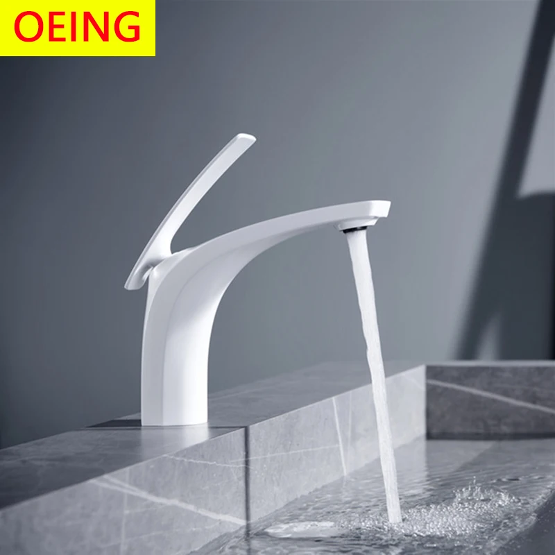 

All Copper Bathroom Sink Household Cold And Hot Faucet Single Cold Left Hot Right Cold Basin Faucet Black And White