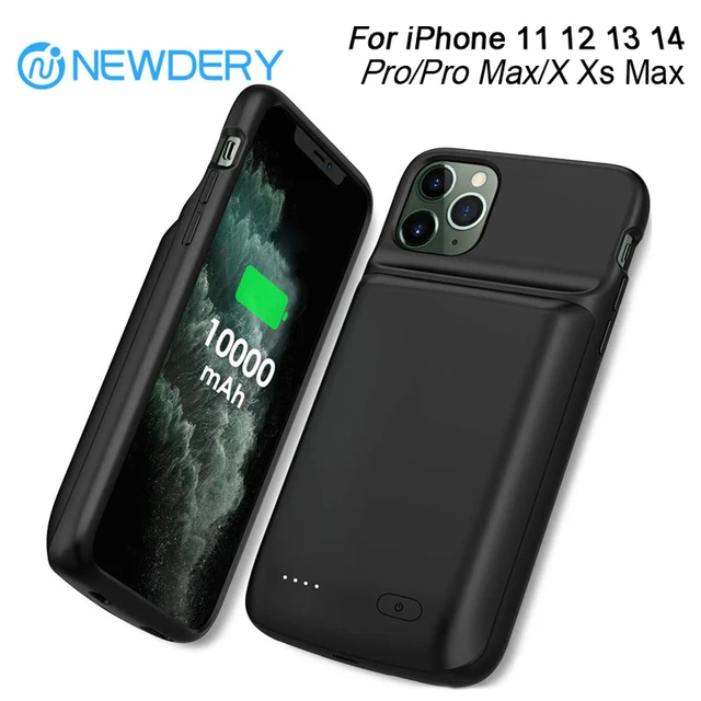 NEWDERY 10000mAh Chargeur de batterie pour iPhone 11, 12, 13, 14,15 Pro Max  Power Bank Couverture de charge Batterie externe