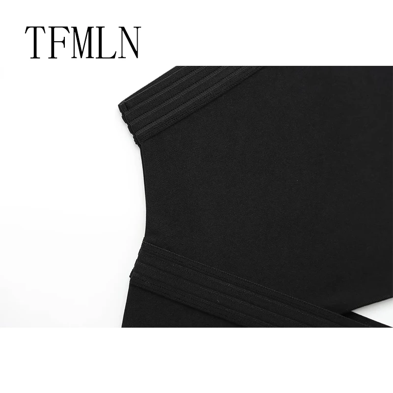 TFMLN Summer Sexy One Shoulder Slim Dress For Women Elegant Sleeveless Hollow Out Asymmetric Dress Chic Ladies Party Dress