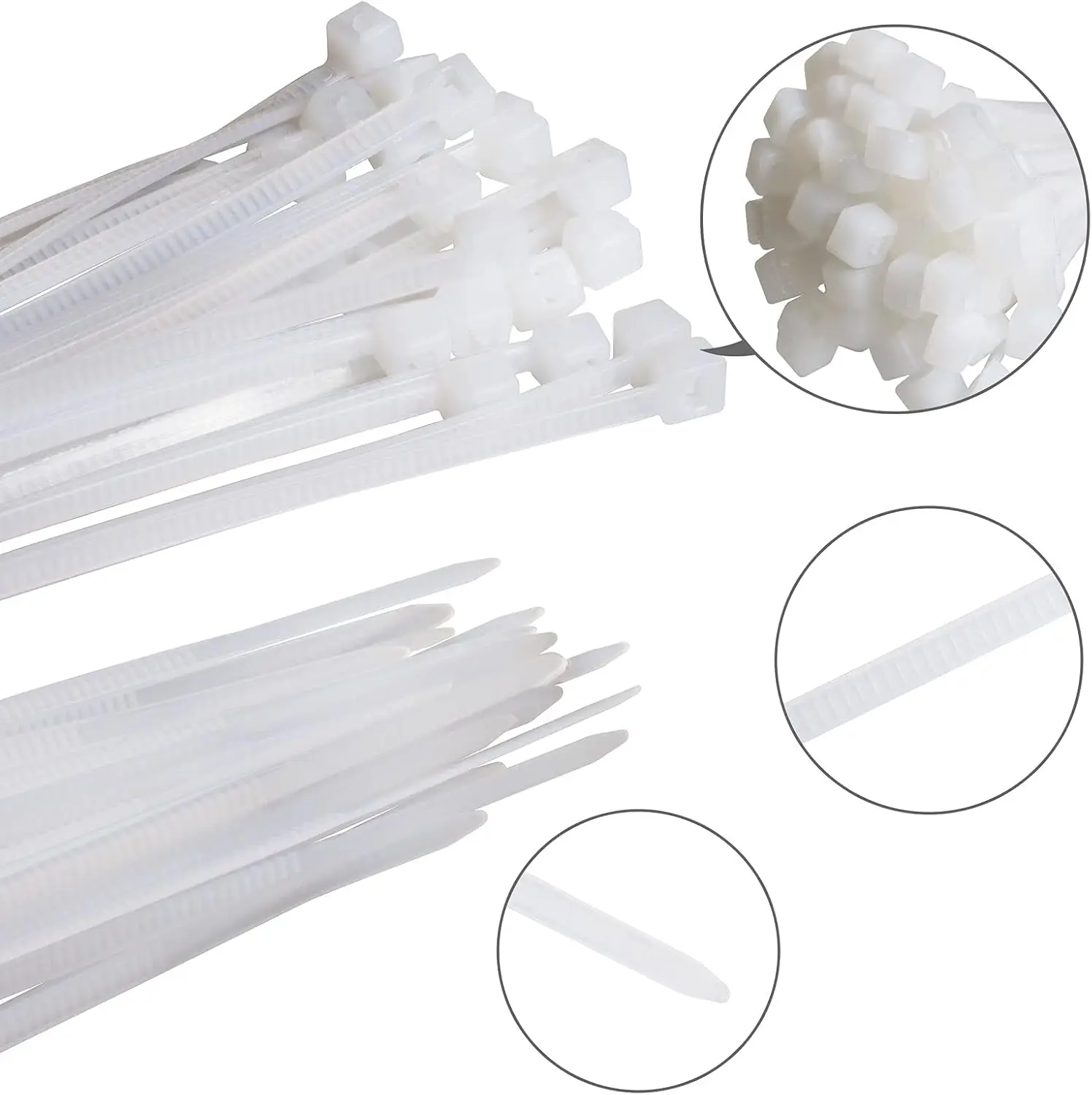 Kleine Kabelbinder, weiße Kabelbinder 4 x 150 mm, 100 Stück, selbstsichernde Kabelbinder aus Nylon, robuste, durchsichtige Kabelbinder, winziges Kabel – Detail 2