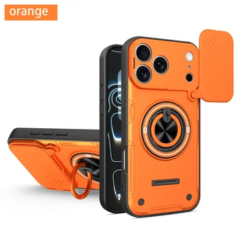 Custodia Protettiva Antiurto Armor per iPhone 17 16 Pro 17 Pro Max con Protezione Scorrevole per Lente Fotocamera e Anello Magnetico Supporto Integrato